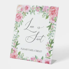 Favorietekens | Blush-Rozen | Bruidstraktatie Reclamebord Met Voetstuk
