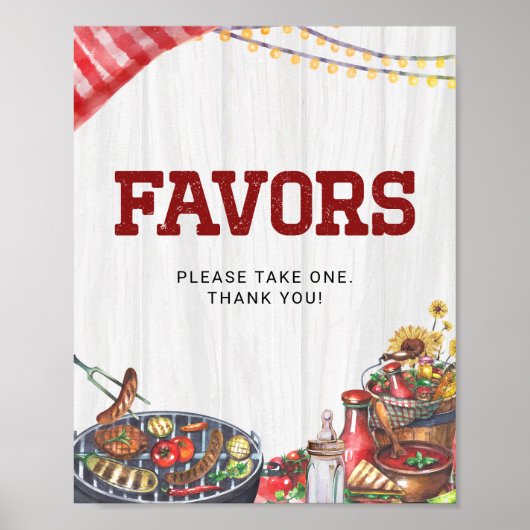 Favorieten BBQ Achtertuin Rustiek Baby shower Poster (Voorkant)