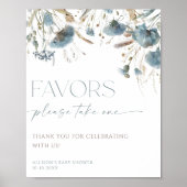 Favorieten bord boho stoffige blauwe wilde bloem poster (Voorkant)