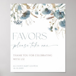 Favorieten bord boho stoffige blauwe wilde bloem poster