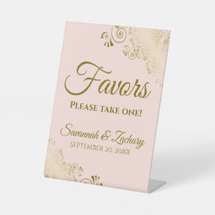 Favorieten Neem een elegante Blush Pink & Gold bru Reclamebord Met Voetstuk