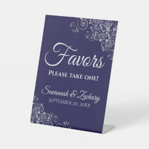 Favorieten Neem een elegante Navy Blue & Silver br Reclamebord Met Voetstuk