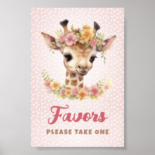 Favorieten Neem een Giraffe Baby Girl Shower Poster (Voorkant)