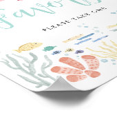 Favorieten roze walvis onder het Zee teken Poster (Hoek)