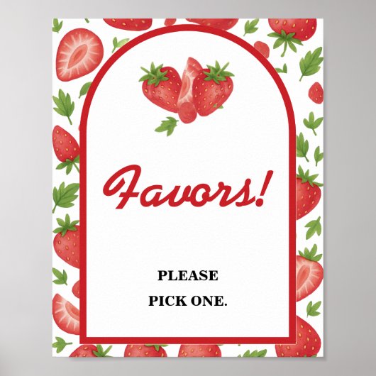 Favorieten Sign Strawberry Berry Sweet Baby shower Poster (Voorkant)