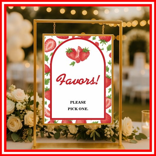 Favorieten Sign Strawberry Berry Sweet Baby shower Poster