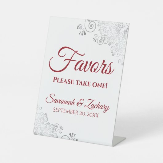 Favorieten Take One Silver & Red op een witte brui Reclamebord Met Voetstuk (Voorkant)