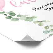 Favorieten teken roze ballonnen groen baby shower poster (Hoek)