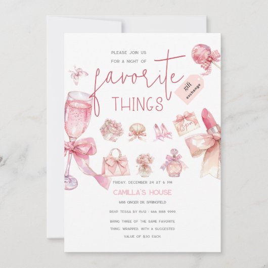 Favorieten | Vakantie Favoriete Dingen Feest Kaart (Voorkant)