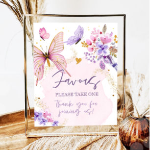 Favorieten Vlinder Bloemen Tuin Douche Verjaardag Poster