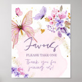Favorieten Vlinder Bloemen Tuin Douche Verjaardag Poster (Voorkant)