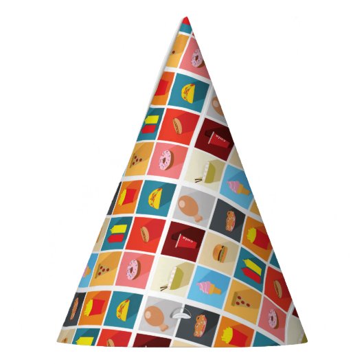 Favorieten voor fastfood van de feestpartij feesthoedjes (Links)