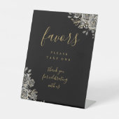 Favorieten Zwart en Goud Gotische Rozen Bloemen Reclamebord Met Voetstuk (Voorkant)