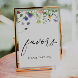 Favorietenbord met wilde bloemen en zoemende bijen poster