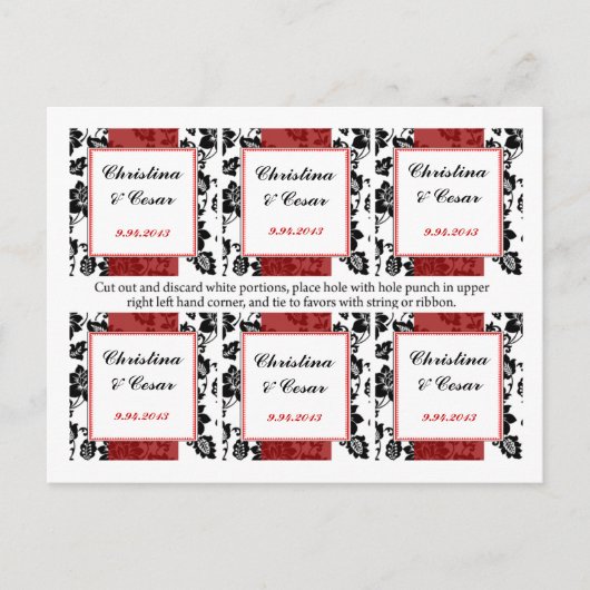 Favorietentabellen Black Flourish Red Stripe Briefkaart (Voorkant)