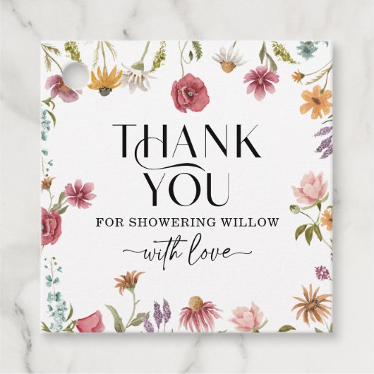 Favorietlabel met wilde bloemen in boho-stijl bedankjes labels (Voorkant)