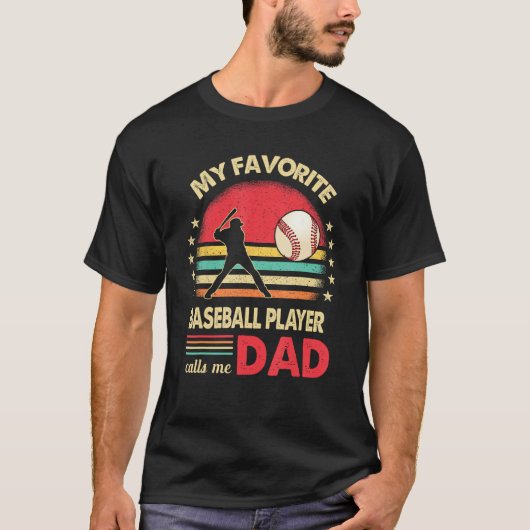 Favorite Baseball Player Calls Me Dad USA Flag Fat T-shirt (Voorkant)
