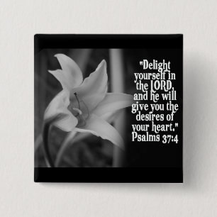 FAVORITE BIBLE SCRIPTURE PSALM 37:4 VIERKANTE BUTTON 5,1 CM