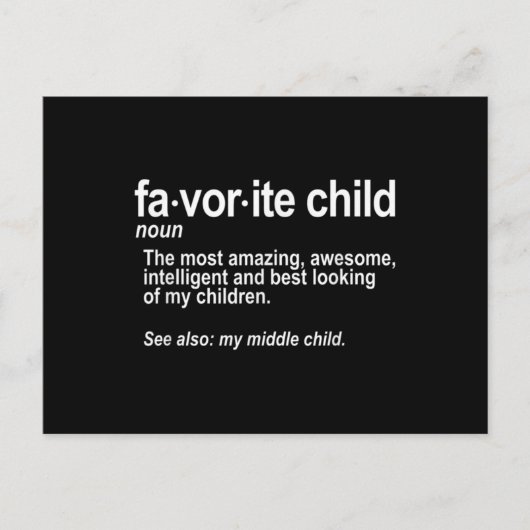 Favorite Child Definition - Funny Mom and Dad Briefkaart (Voorkant)