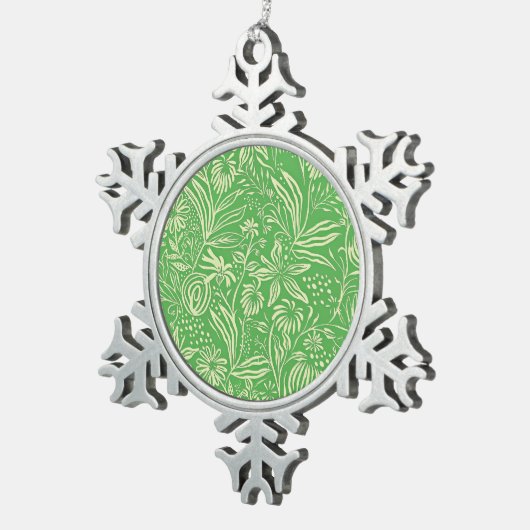 Favorite Floral Pattern in Green Tin Sneeuwvlok Ornament (Rechts)