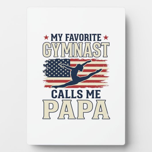 Favorite Gymnast Calls Me Papa Patriotic Vintage S Fotoplaat (voorkant)