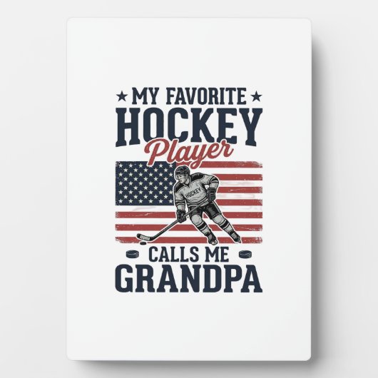 Favorite Hockey Player Calls Me Grandpa Vintage Sh Fotoplaat (voorkant)