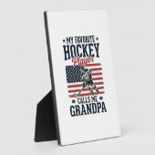 Favorite Hockey Player Calls Me Grandpa Vintage Sh Fotoplaat (Zijkant)