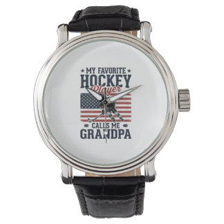 Favorite Hockey Player Calls Me Grandpa Vintage Sh Horloge