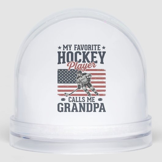 Favorite Hockey Player Calls Me Grandpa Vintage Sh Sneeuwbol (Voorkant)