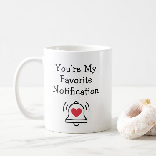 Favorite Notification Modern Bell Black & Red Koffiemok (Met donut)