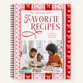  Favorite Recipes Family Bow Coquette Stripes Notitieboek (Voorkant)
