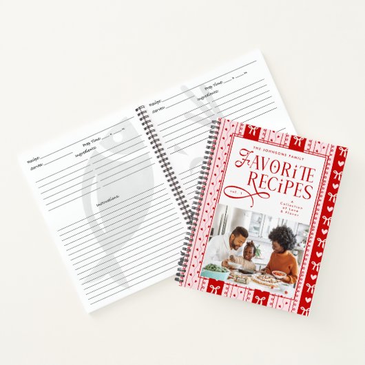  Favorite Recipes Family Bow Coquette Stripes Notitieboek (Binnen)