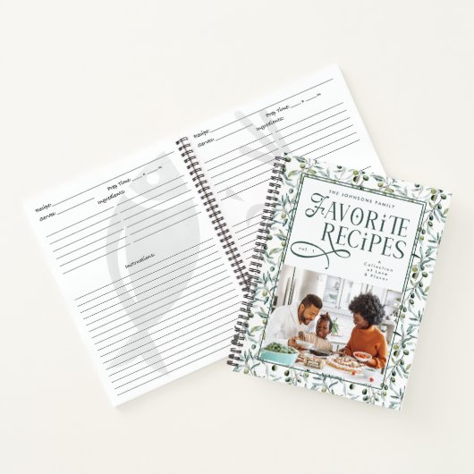 Favorite Recipes Family Photo Olive Branch Pattern Notitieboek (Binnen)