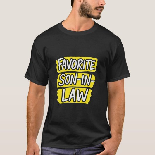 Favorite Son In Law Retro Yellow Brush Strokes T-shirt (Voorkant)