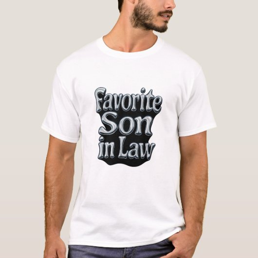 Favorite Son In Law Silver Chrome Liquid Metal 3D T-shirt (Voorkant)
