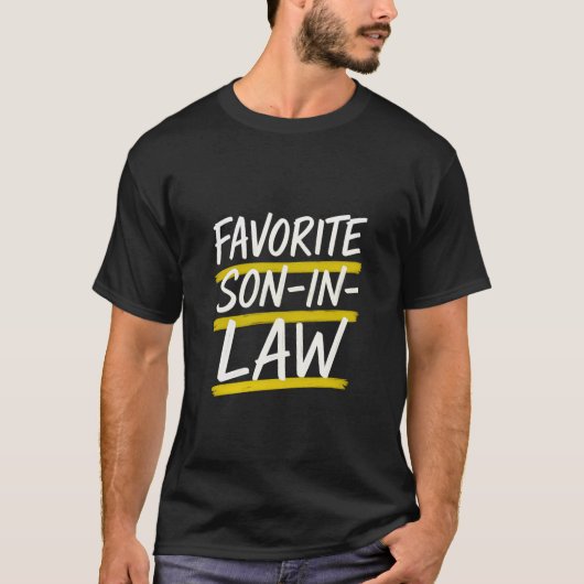 Favorite Son In Law Yellow Paint Brush Typography T-shirt (Voorkant)