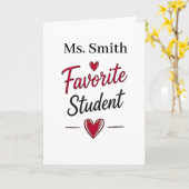 Favorite Student Personalized Teacher Gift Kaart (Gele Bloem)