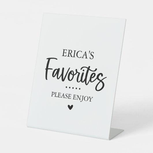 Favorite Sweets and Treats Favor Table Sign Reclamebord Met Voetstuk (Voorkant)