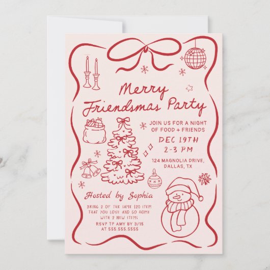 Favorite Things Christmas Holiday Party Invitation Kaart (Voorkant)