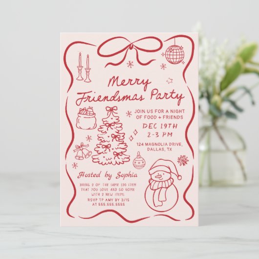 Favorite Things Christmas Holiday Party Invitation Kaart (Staand voorkant)