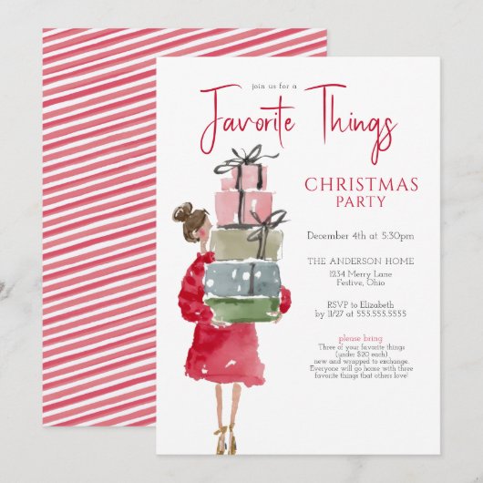 Favorite Things Christmas Party Kaart (Voorkant / Achterkant)