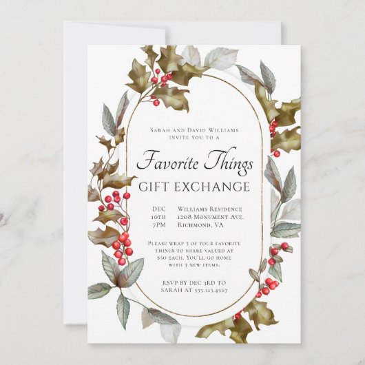 Favorite Things Elegant Botanical Gift Exchange Kaart (Voorkant)