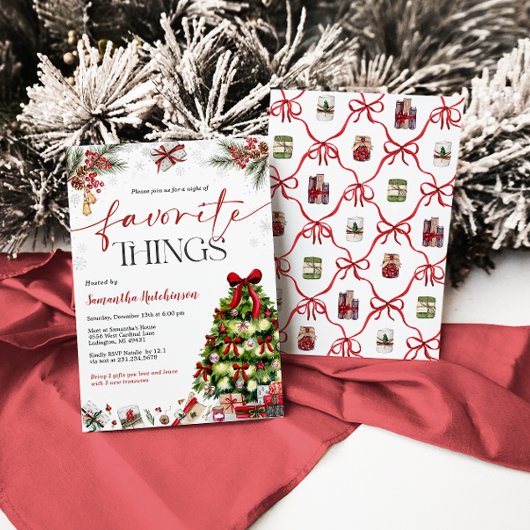 Favorite Things Gift Exchange Party Invite Kaart
