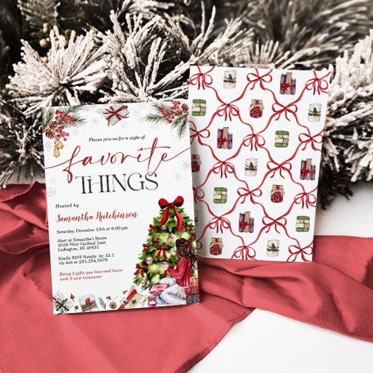 Favorite Things Gift Exchange Party Invite Kaart