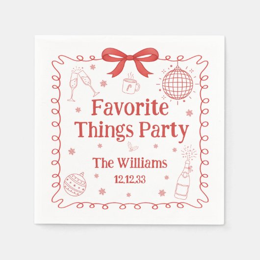 Favorite Things Party Red Bow Christmas Servet (Voorkant)