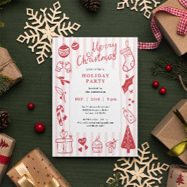 Favorite Things Red Christmas Party Invitation Feestdagenkaart
