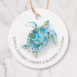 Favoritlabels met waterverf zeeschildpad bedankjes labels
