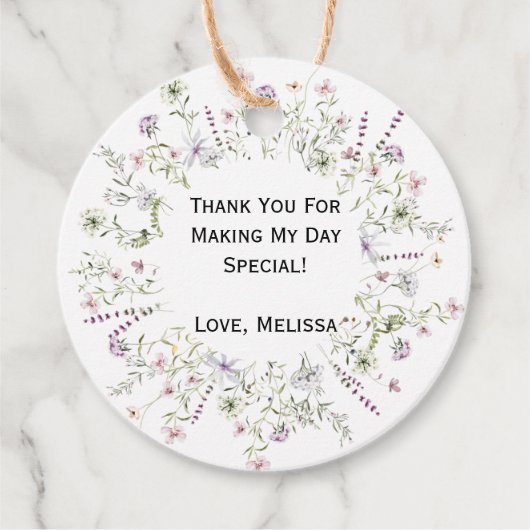 Favoritlabels voor wilde bloemen bedankjes labels (Voorkant)