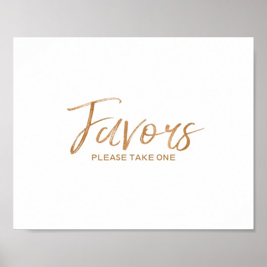 Favors 8x10 Stylish Roos Gold Wedding Sign Poster (Voorkant)