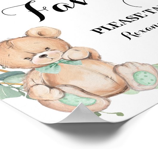 Favors Baby shower Beer Greenery Gold Sign Poster (Hoek)